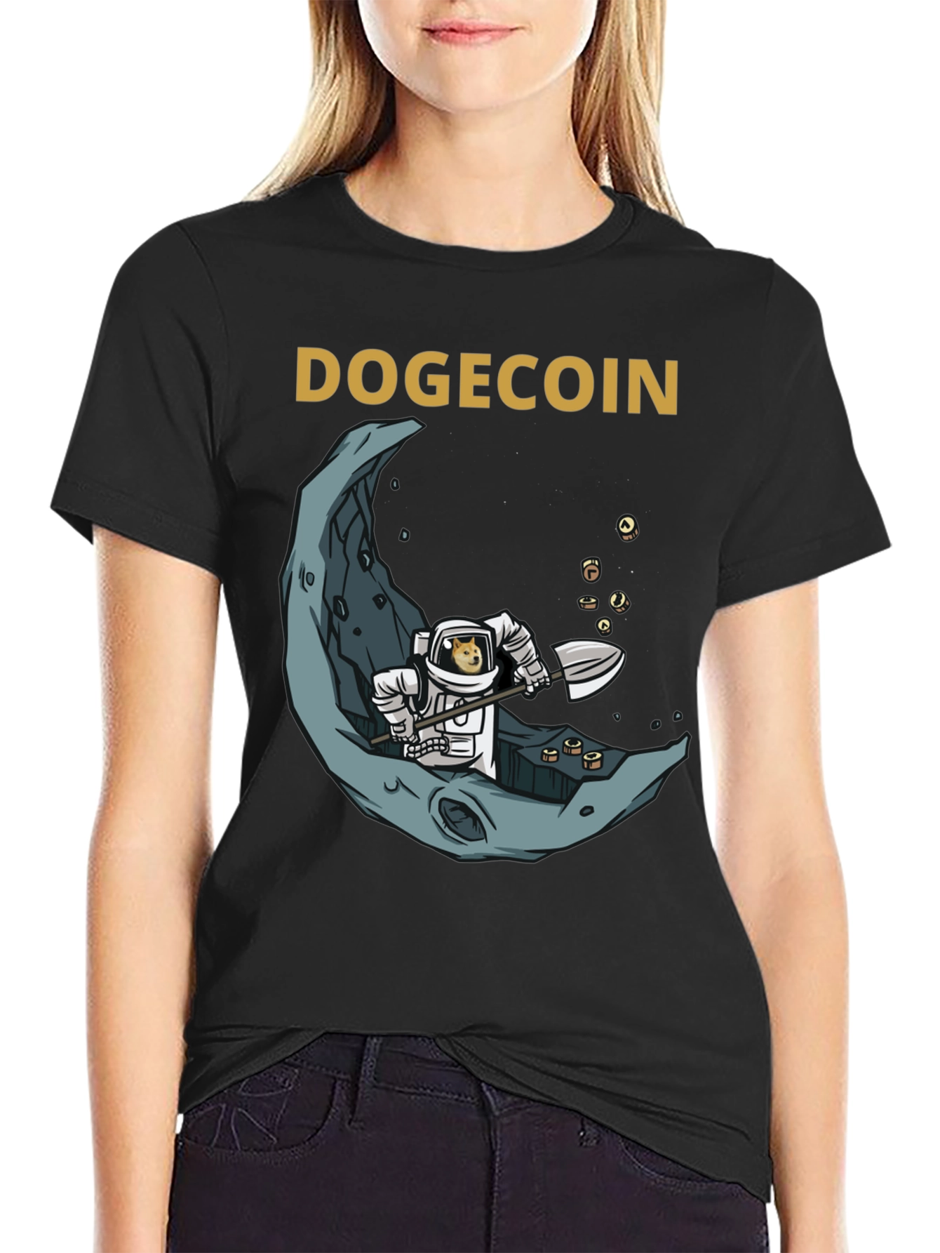 Dogecoin Astronaut Moon Mining Graphic Tee