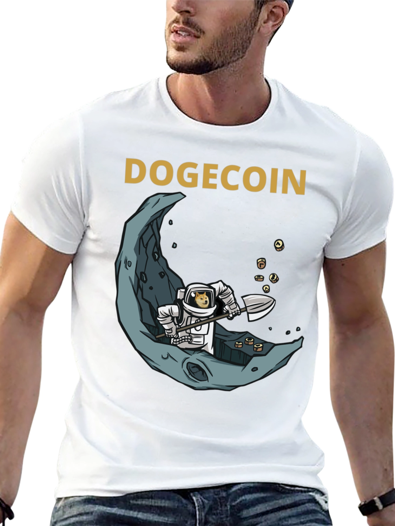 Dogecoin Astronaut Moon Mining Graphic Tee