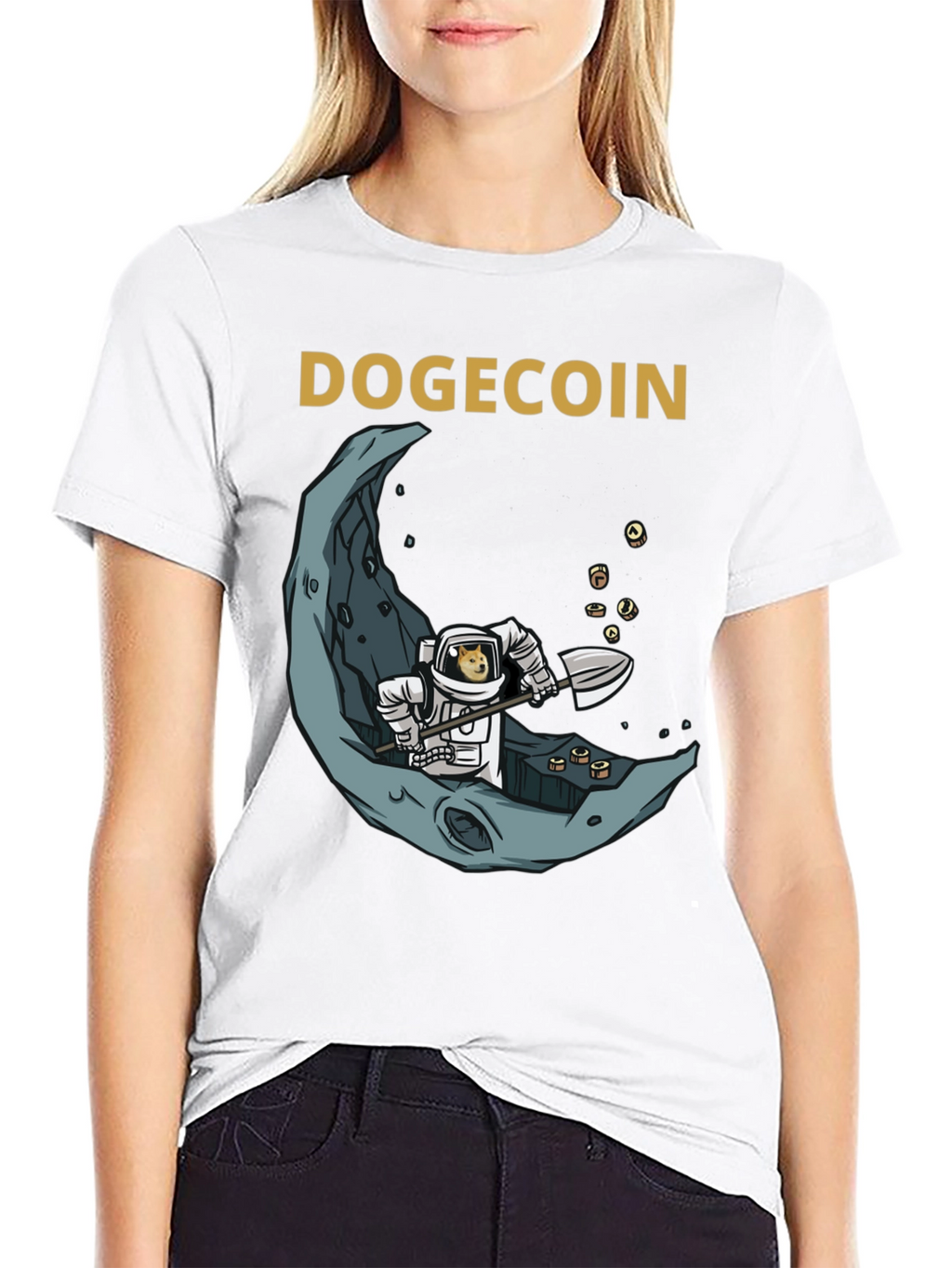 Dogecoin Astronaut Moon Mining Graphic Tee