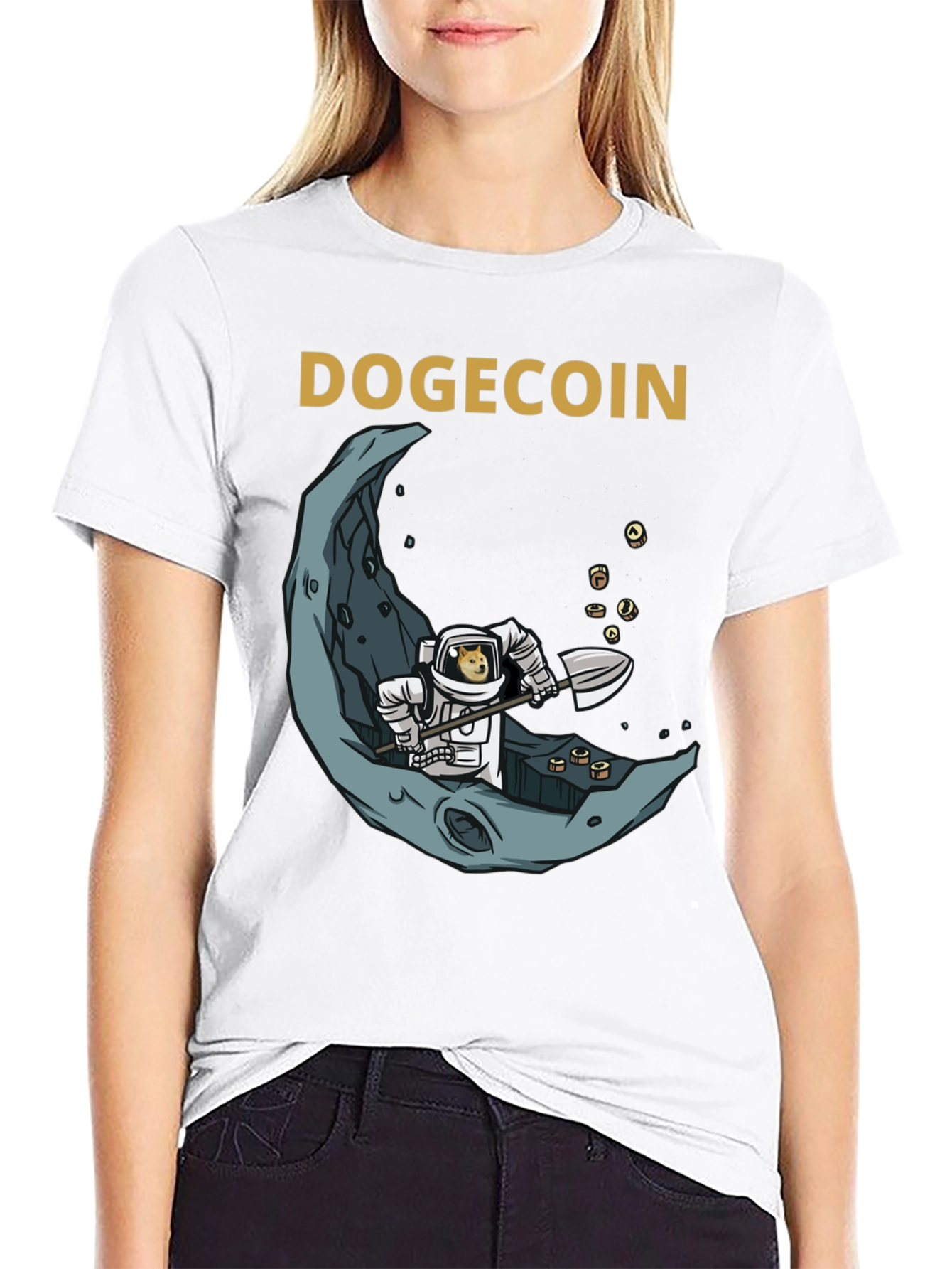 Dogecoin Astronaut Moon Mining Graphic Tee