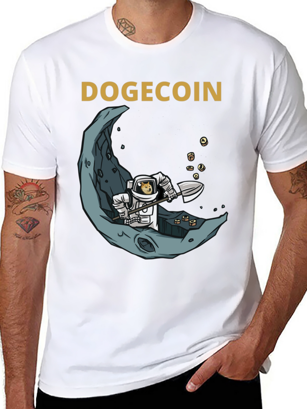 Dogecoin Astronaut Moon Mining Graphic Tee