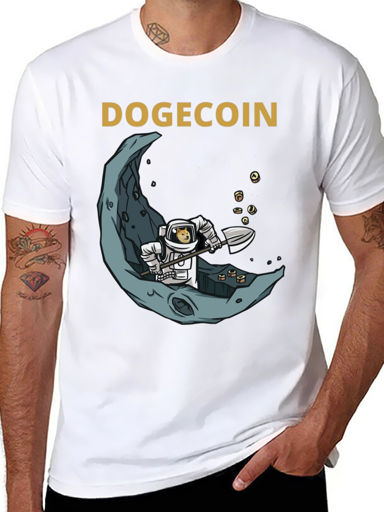 Dogecoin Astronaut Moon Mining Graphic Tee