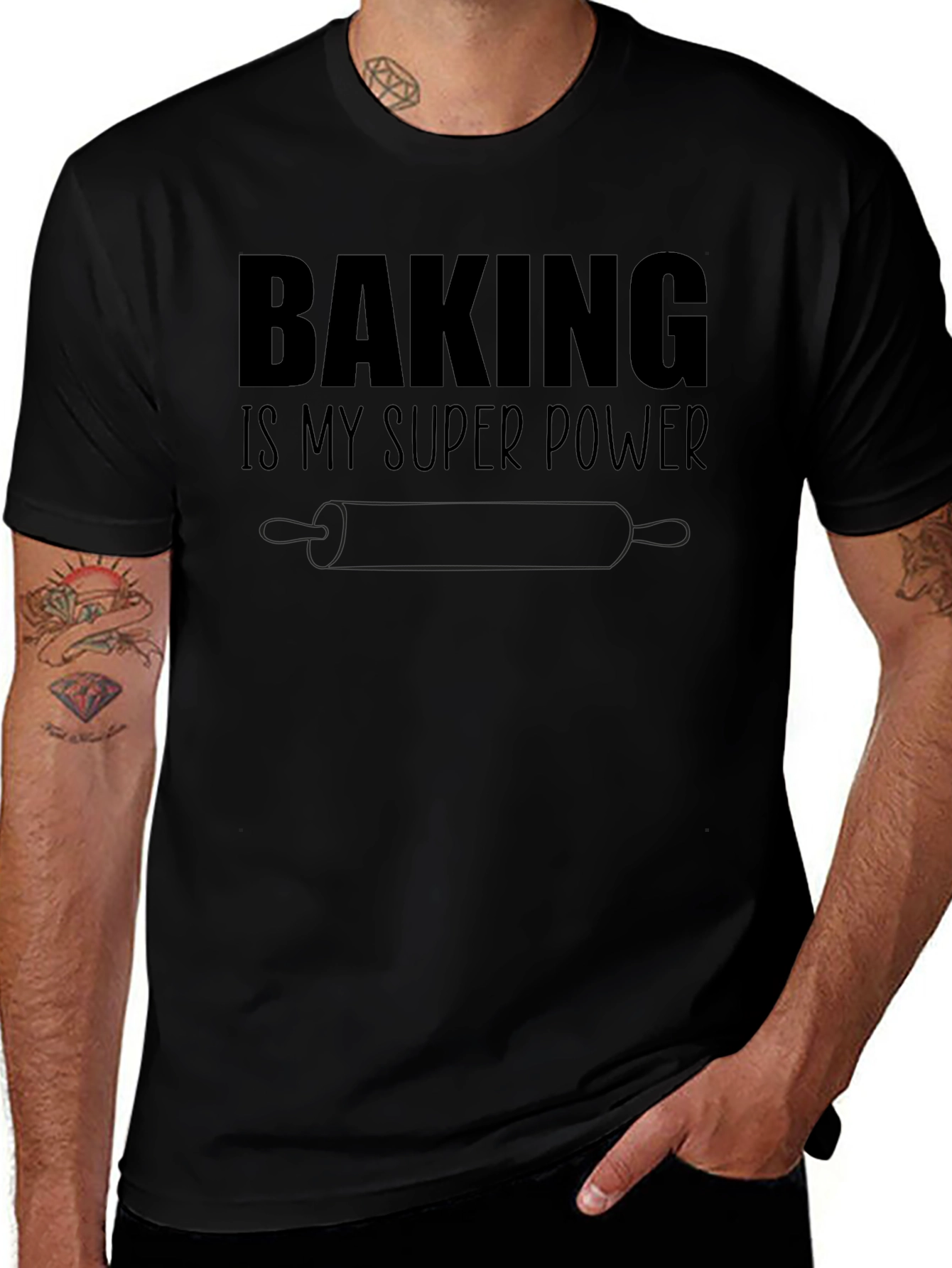 Baking is My Superpower Black Graphic Tee