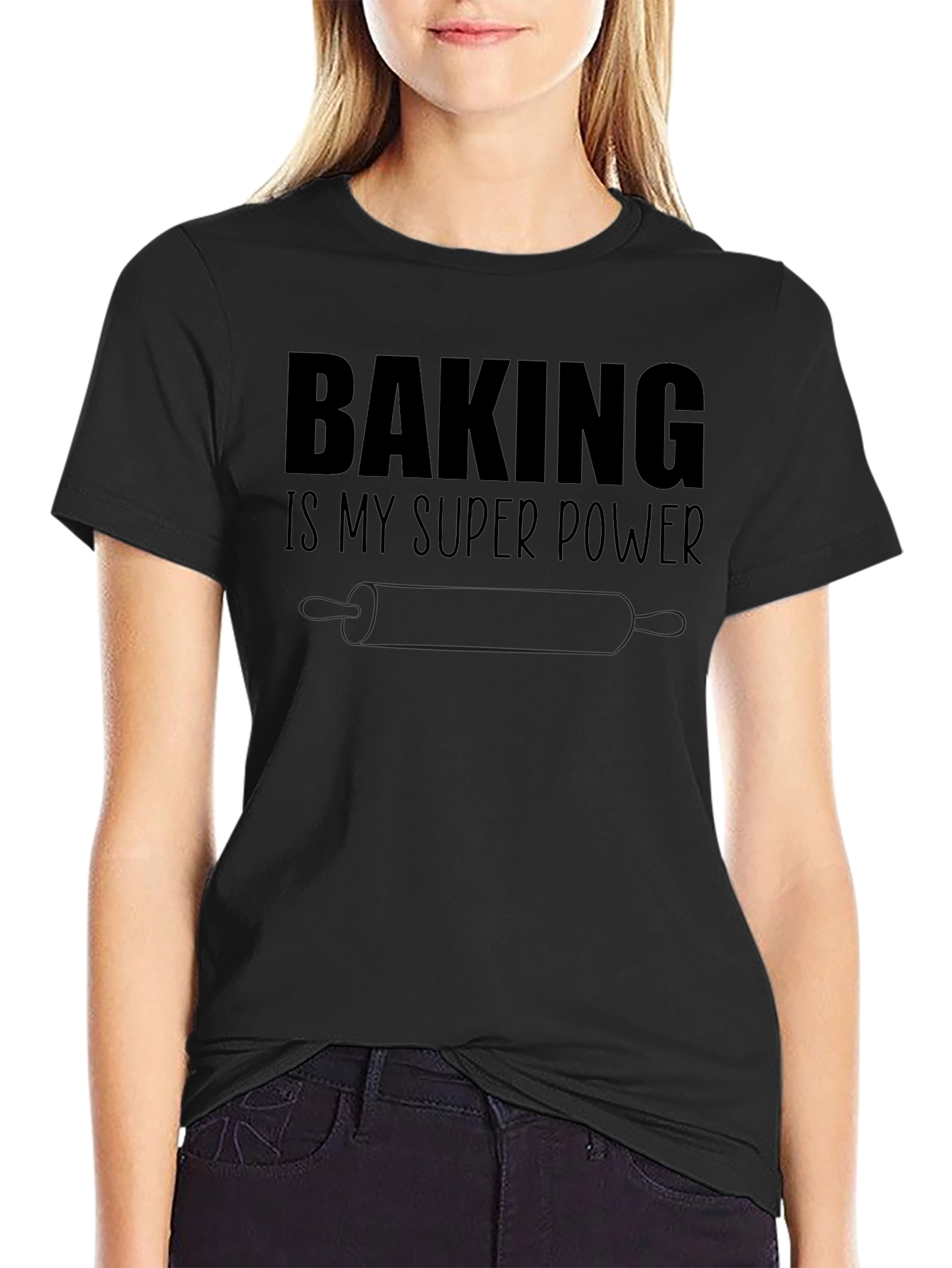 Baking is My Superpower Black Graphic Tee