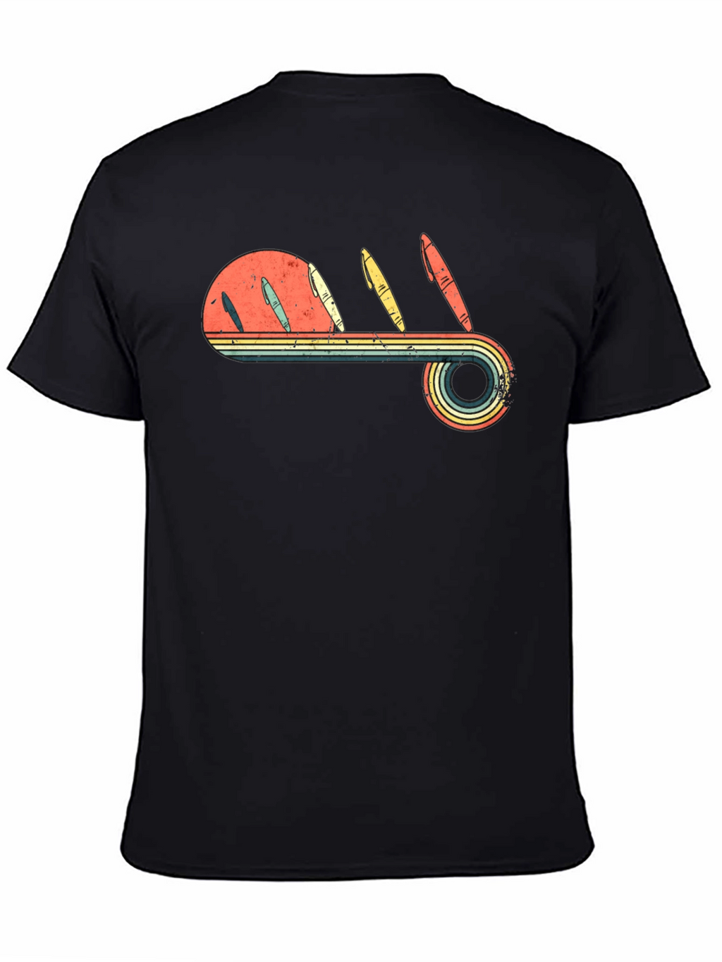 Retro Pen Sunset Graphic Tee - Black
