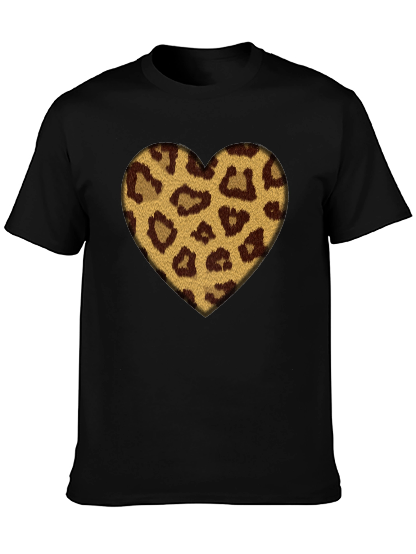 Leopard Heart Graphic Black T-Shirt