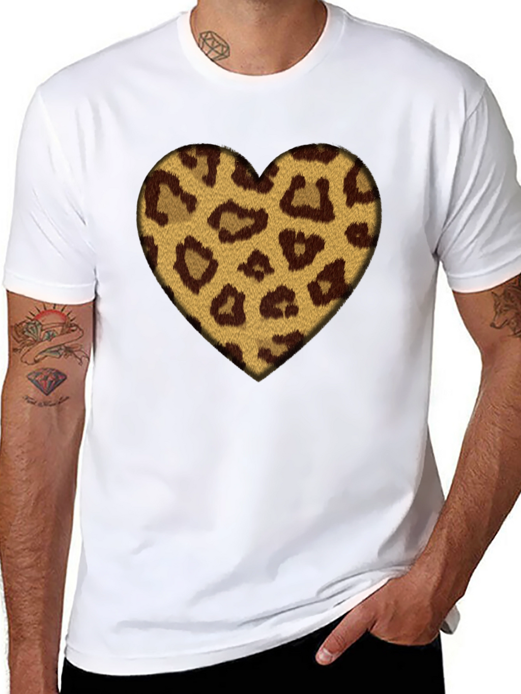 Leopard Heart Graphic Black T-Shirt