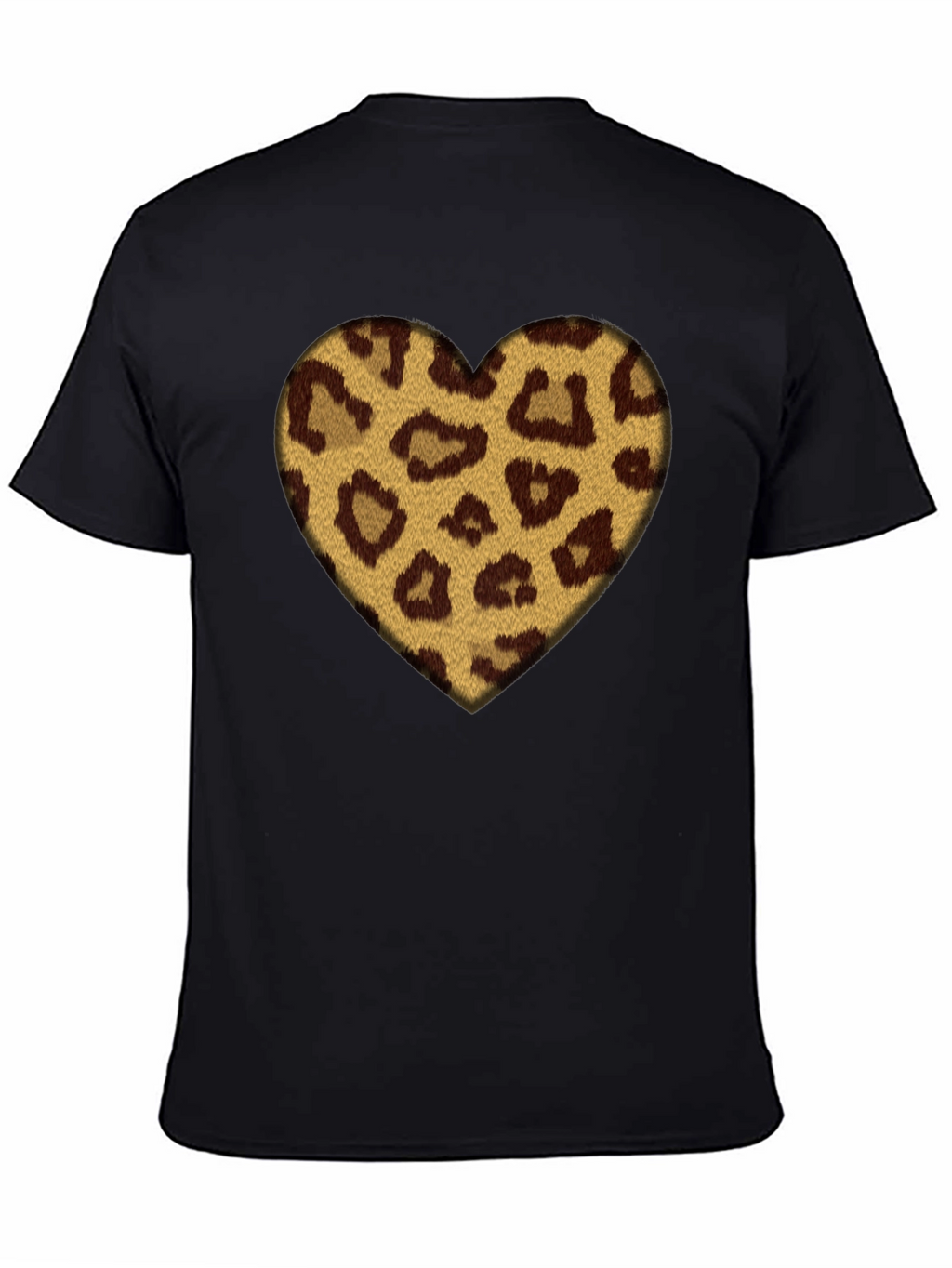 Leopard Heart Graphic Black T-Shirt