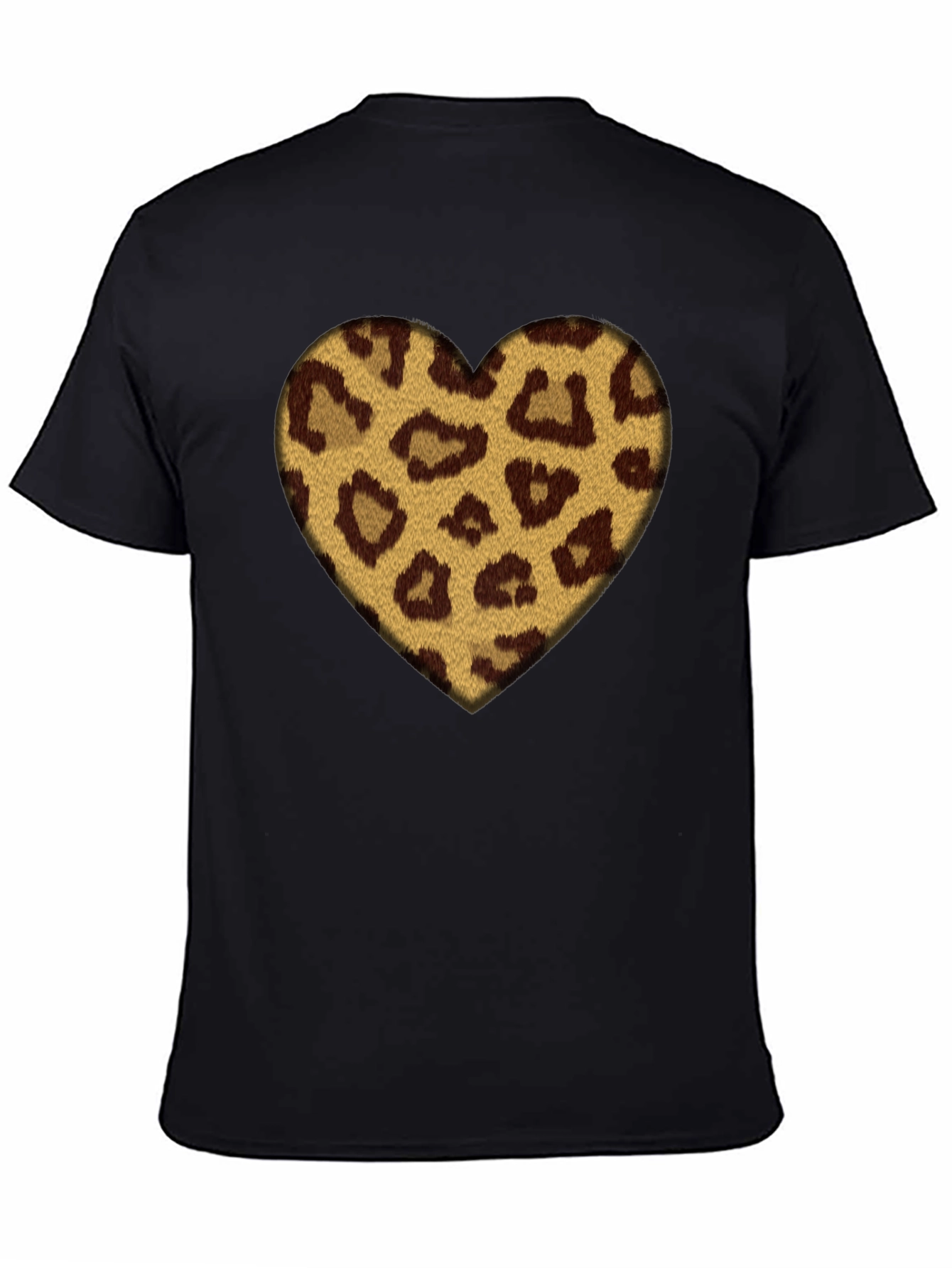 Leopard Heart Graphic Black T-Shirt