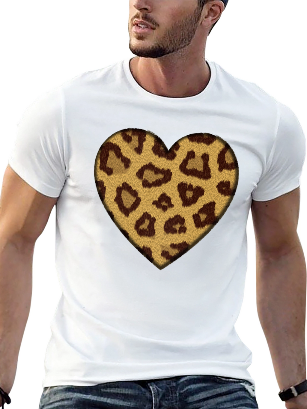 Leopard Heart Graphic Black T-Shirt