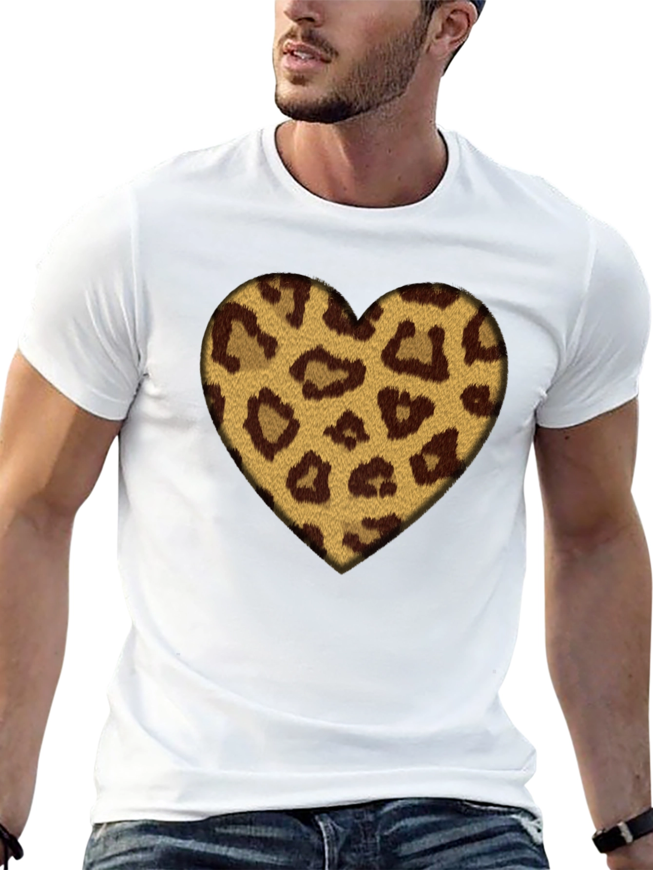 Leopard Heart Graphic Black T-Shirt