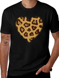 Leopard Heart Graphic Black T-Shirt