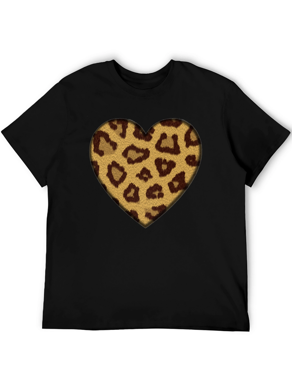 Leopard Heart Graphic Black T-Shirt