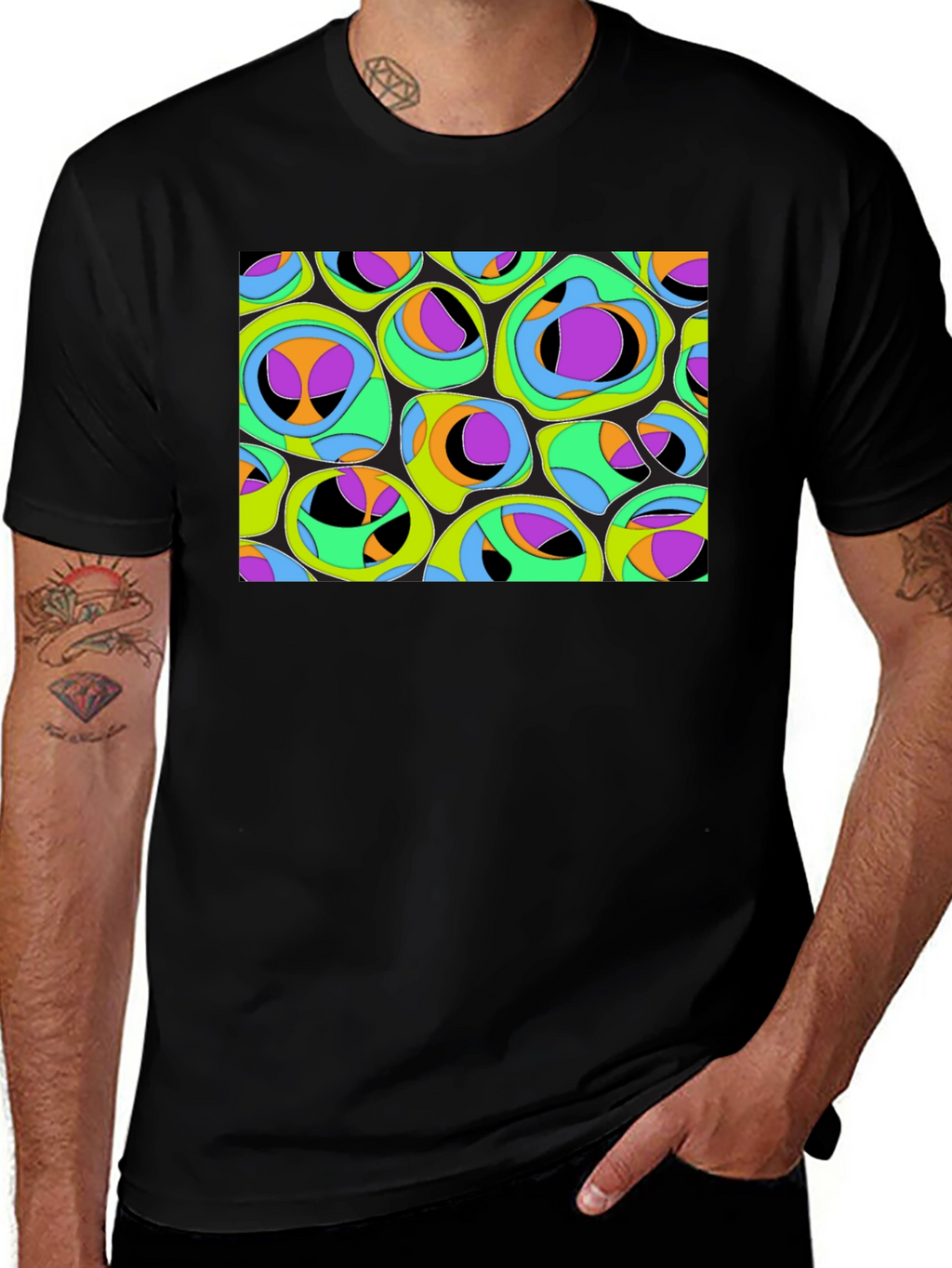 Abstract Organic Pattern Black T-Shirt
