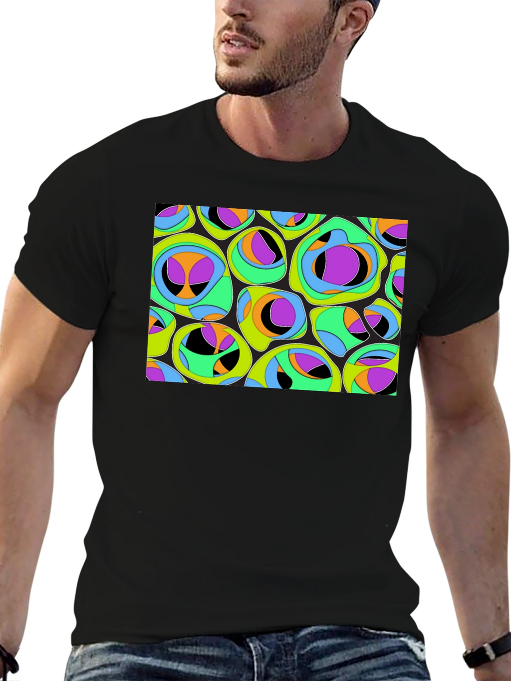 Abstract Organic Pattern Black T-Shirt