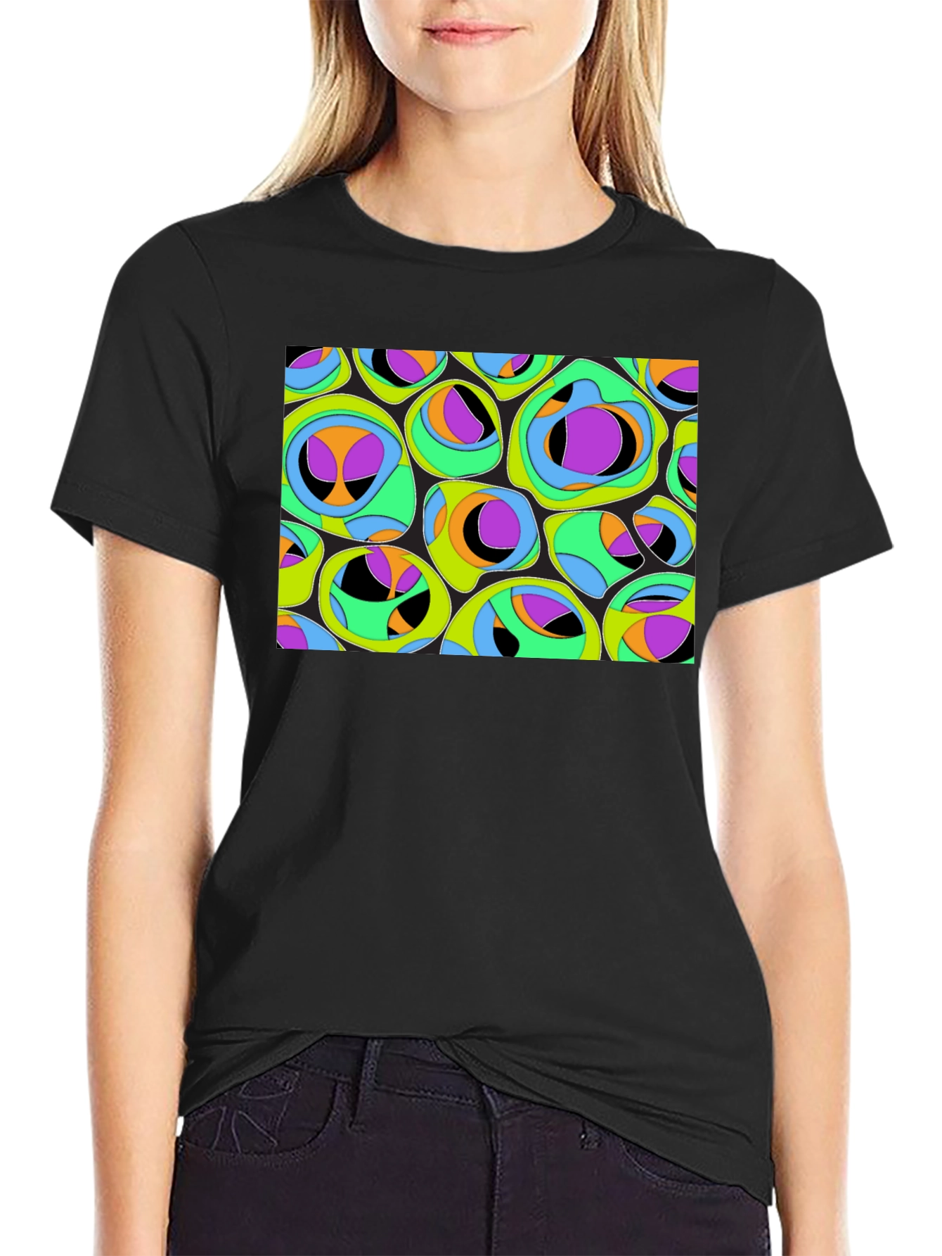 Abstract Organic Pattern Black T-Shirt