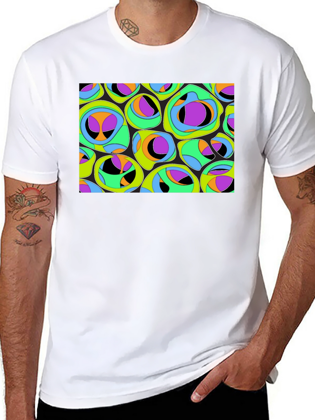 Abstract Organic Pattern Black T-Shirt