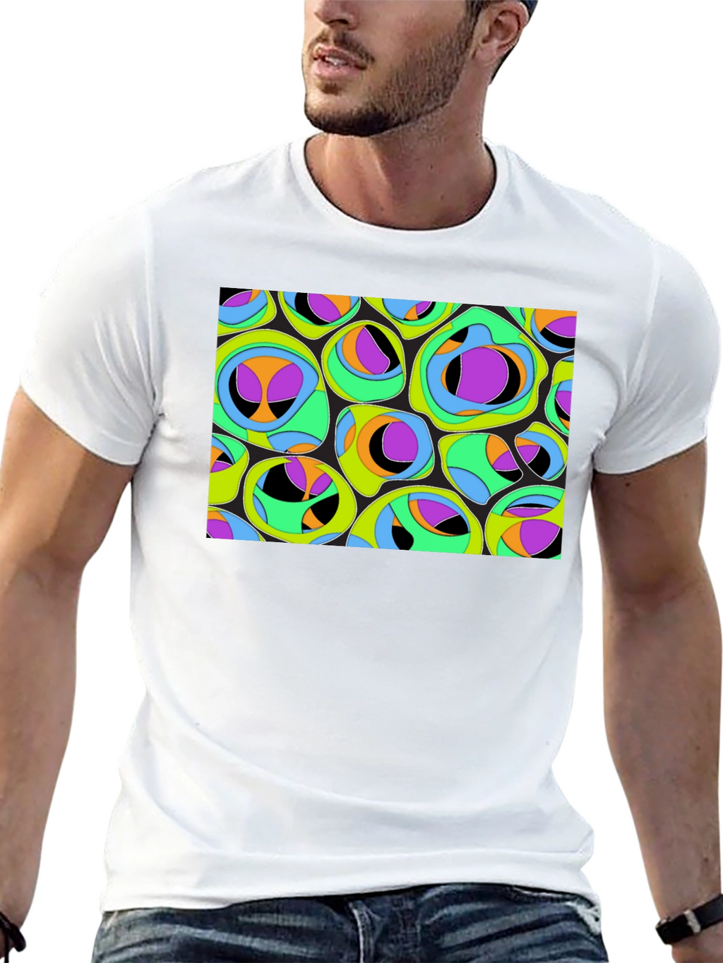 Abstract Organic Pattern Black T-Shirt