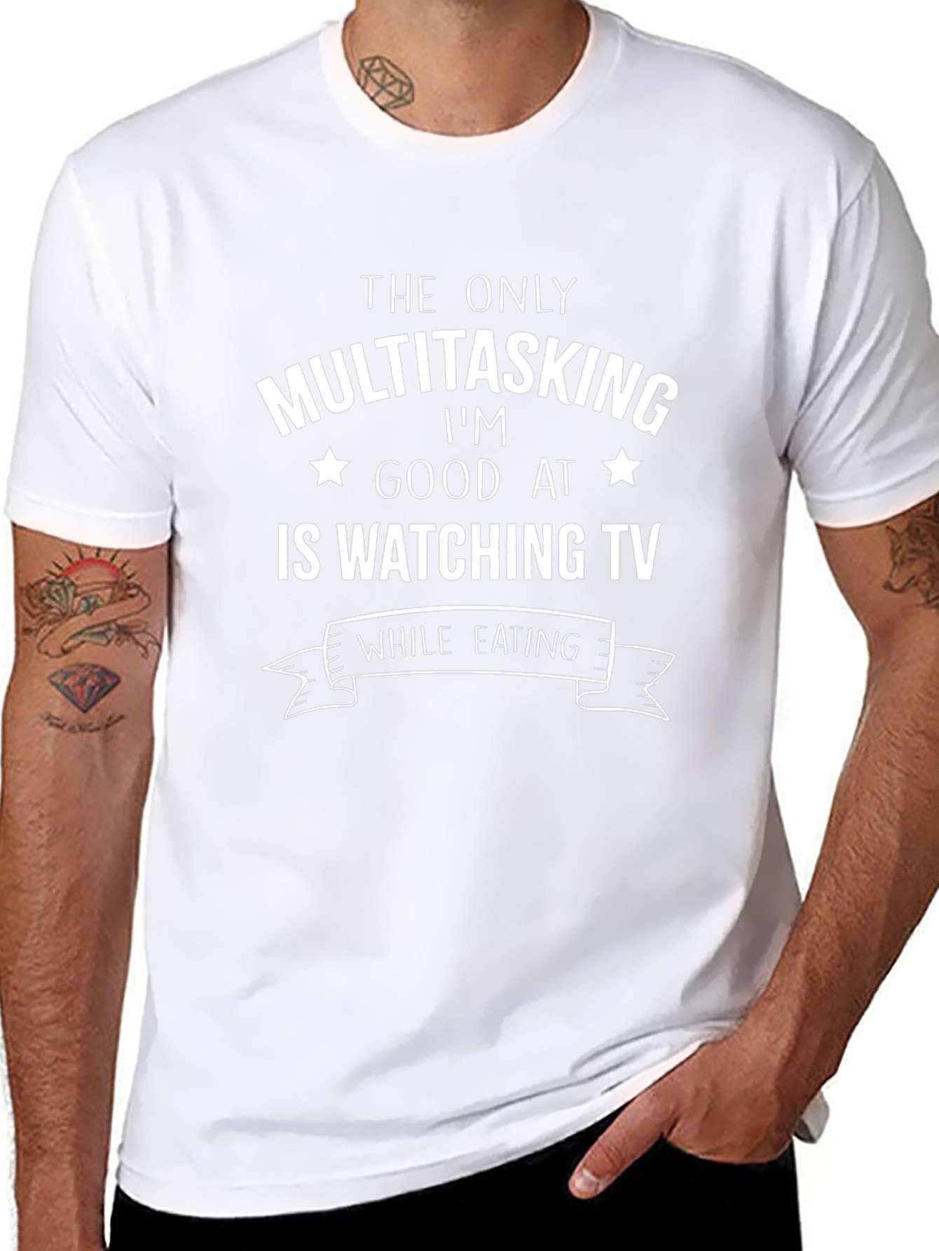 Funny Multitasking TV Watching T-Shirt