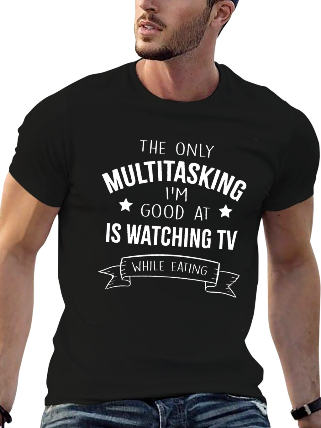 Funny Multitasking TV Watching T-Shirt