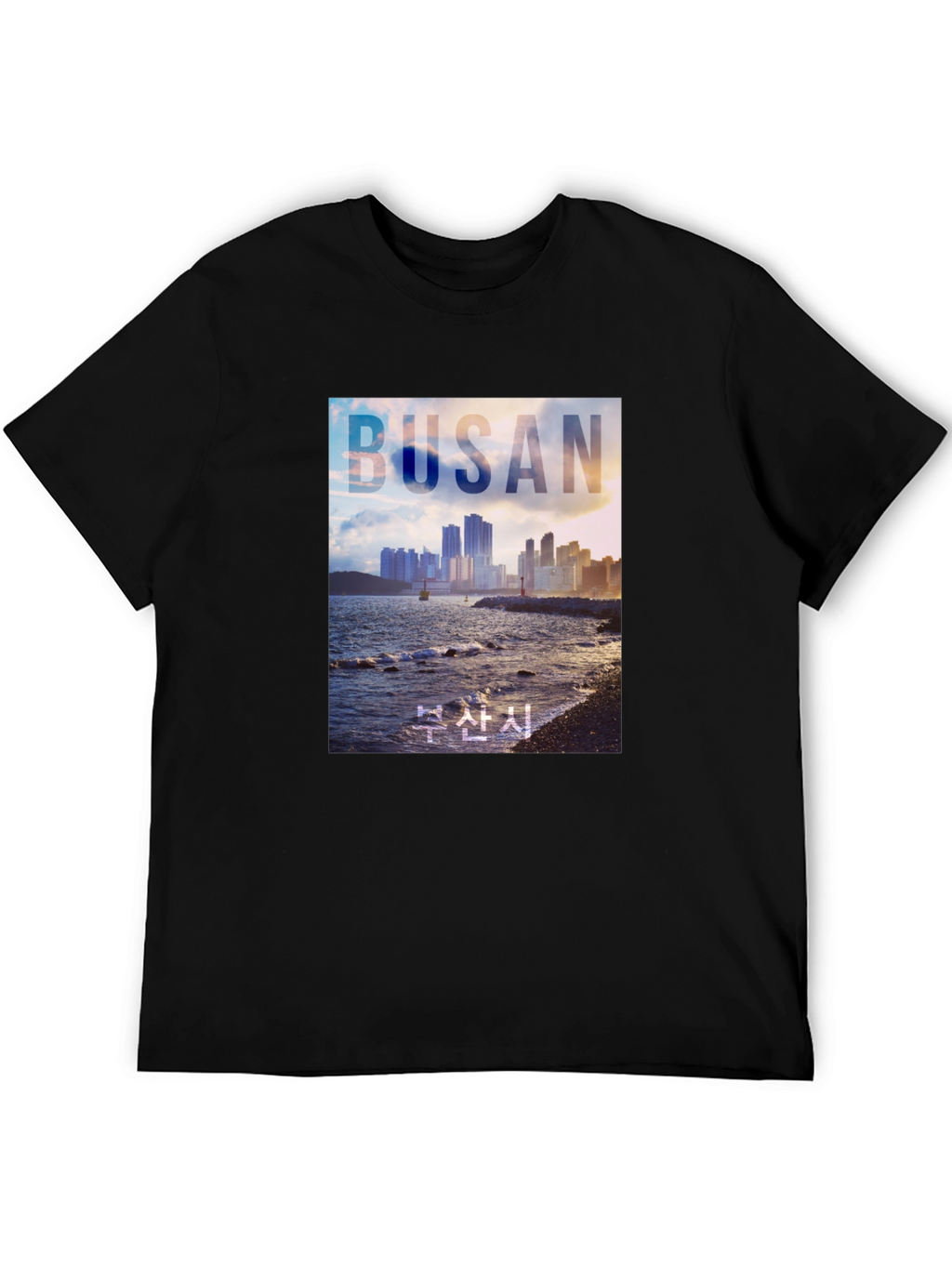 Busan Cityscape Graphic Tee - Coastal Style