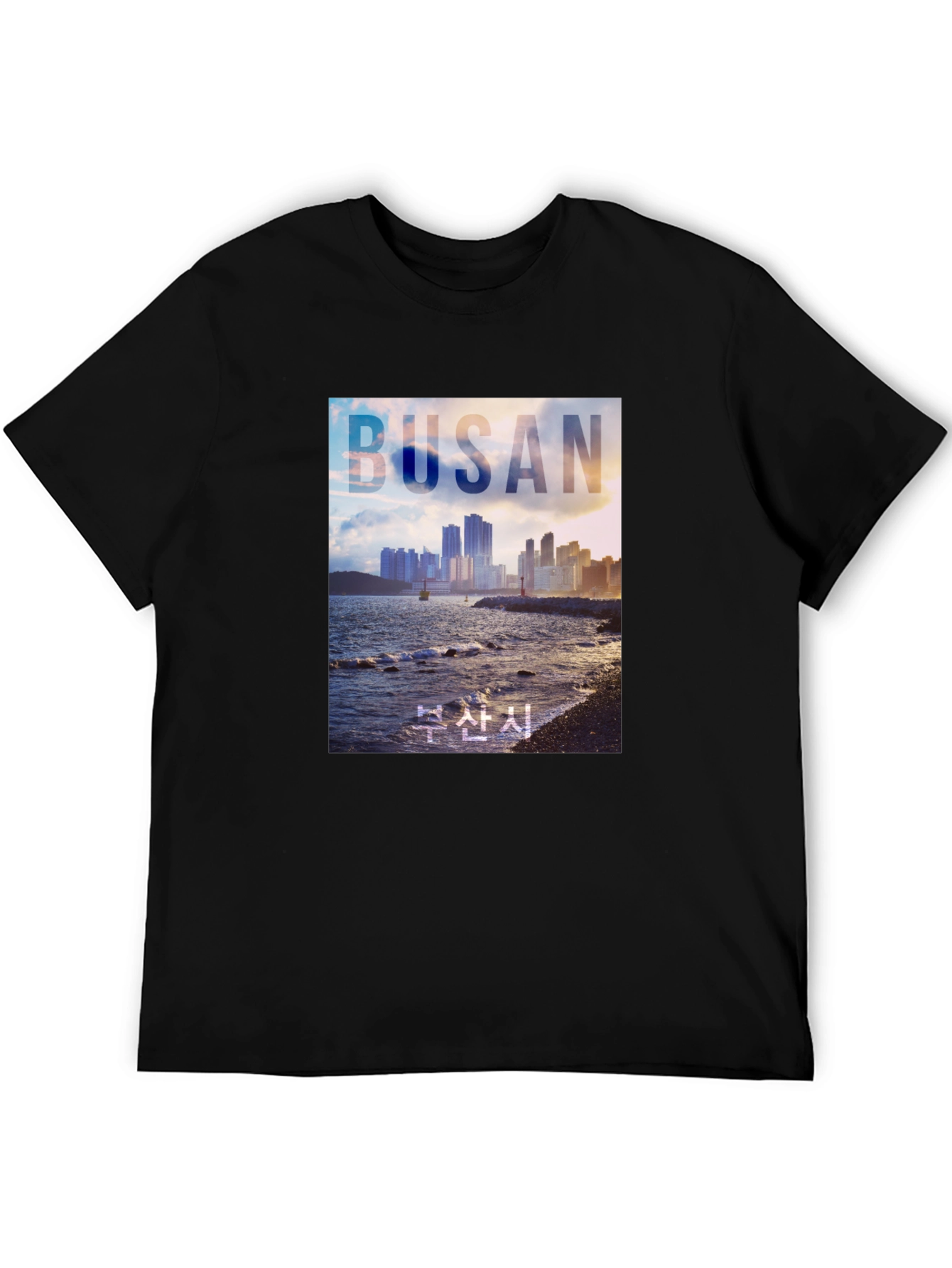 Busan Cityscape Graphic Tee - Coastal Style