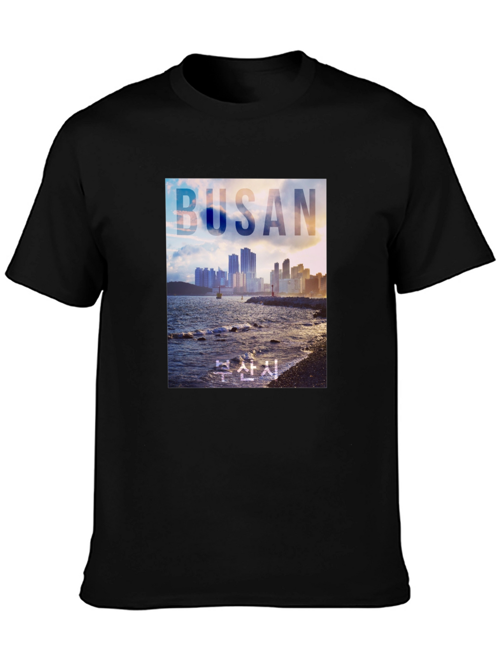 Busan Cityscape Graphic Tee - Coastal Style