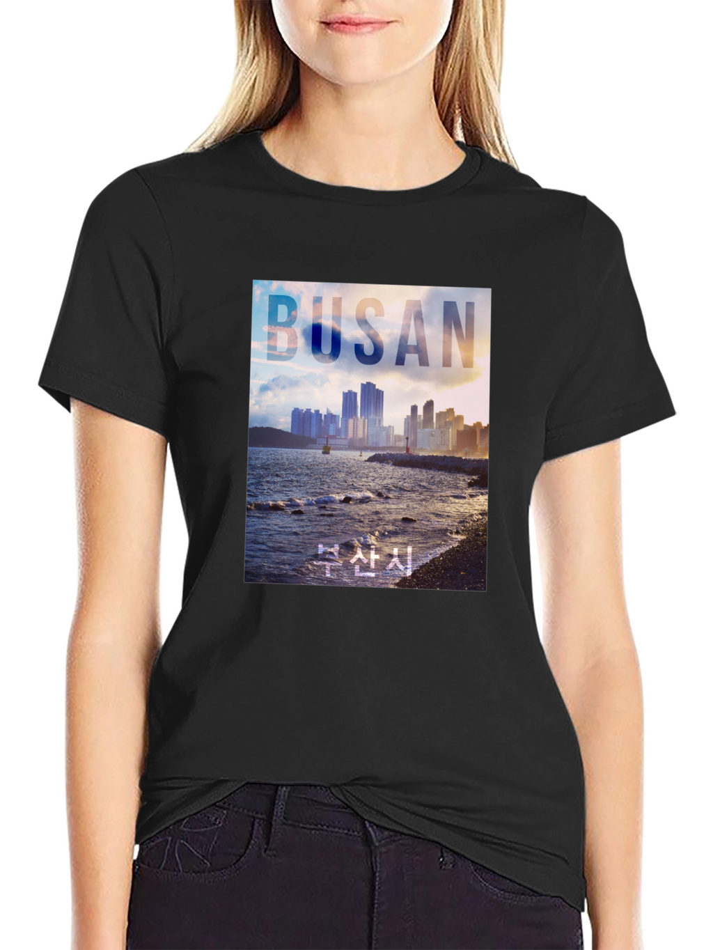 Busan Cityscape Graphic Tee - Coastal Style
