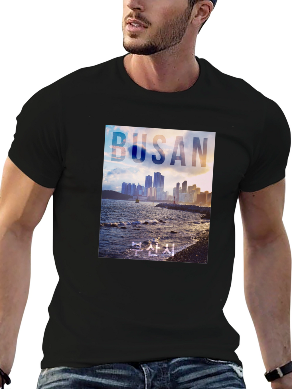 Busan Cityscape Graphic Tee - Coastal Style