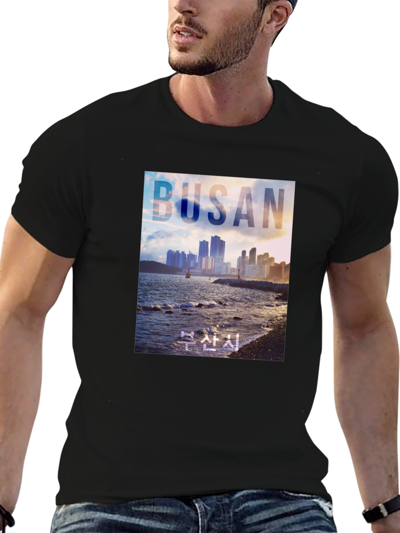 Busan Cityscape Graphic Tee - Coastal Style