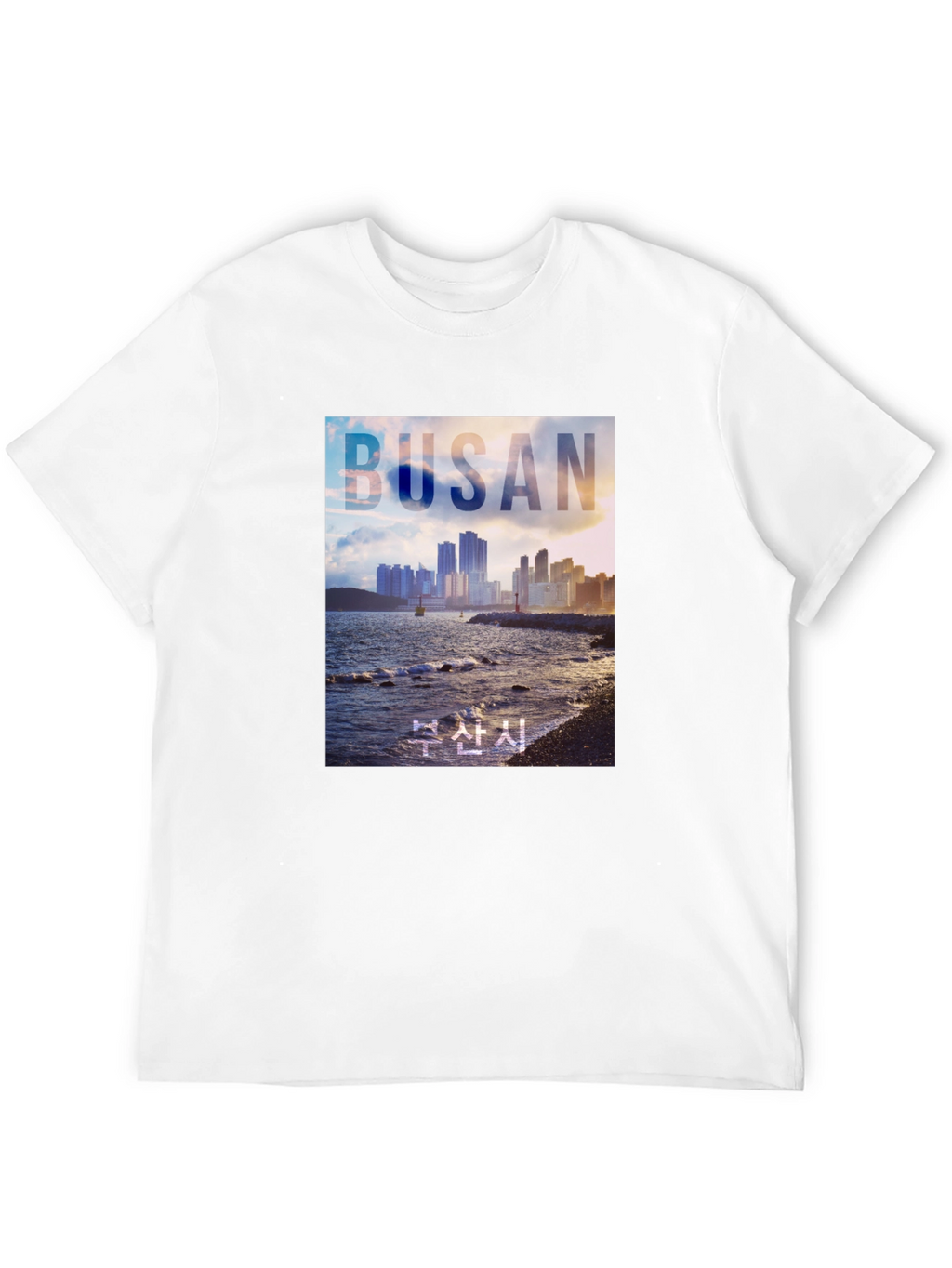 Busan Cityscape Graphic Tee - Coastal Style