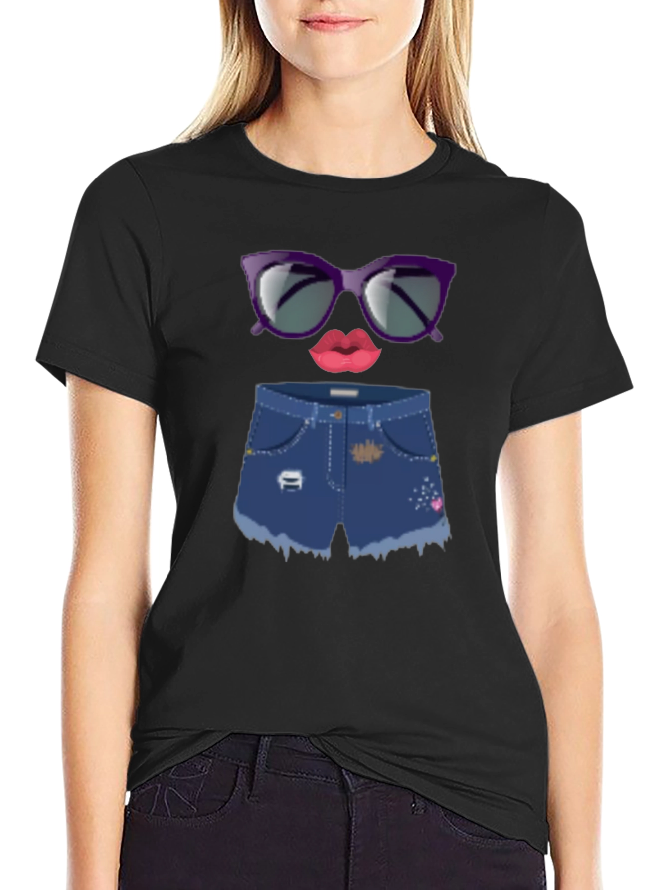 Fun Emoji Face Graphic Tee - Black