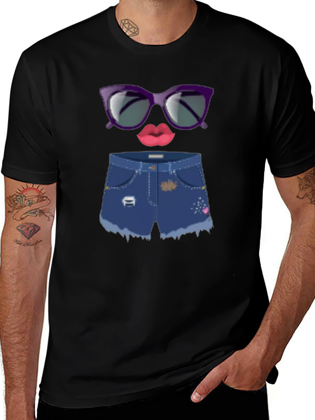 Fun Emoji Face Graphic Tee - Black