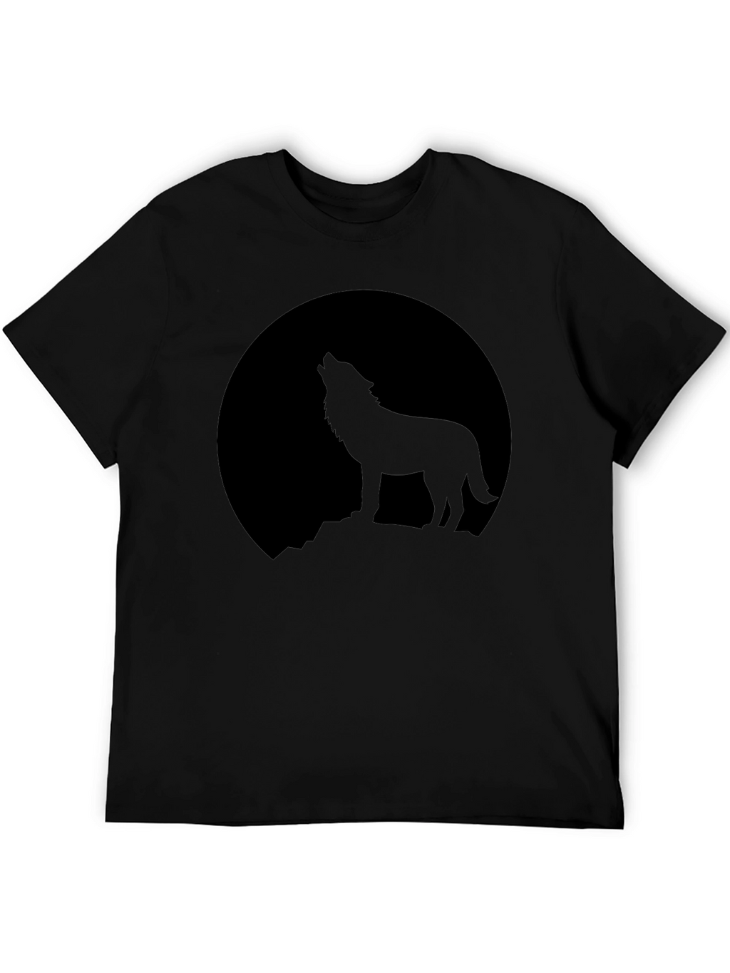 Wolf Howling at Moon Graphic T-Shirt - Black