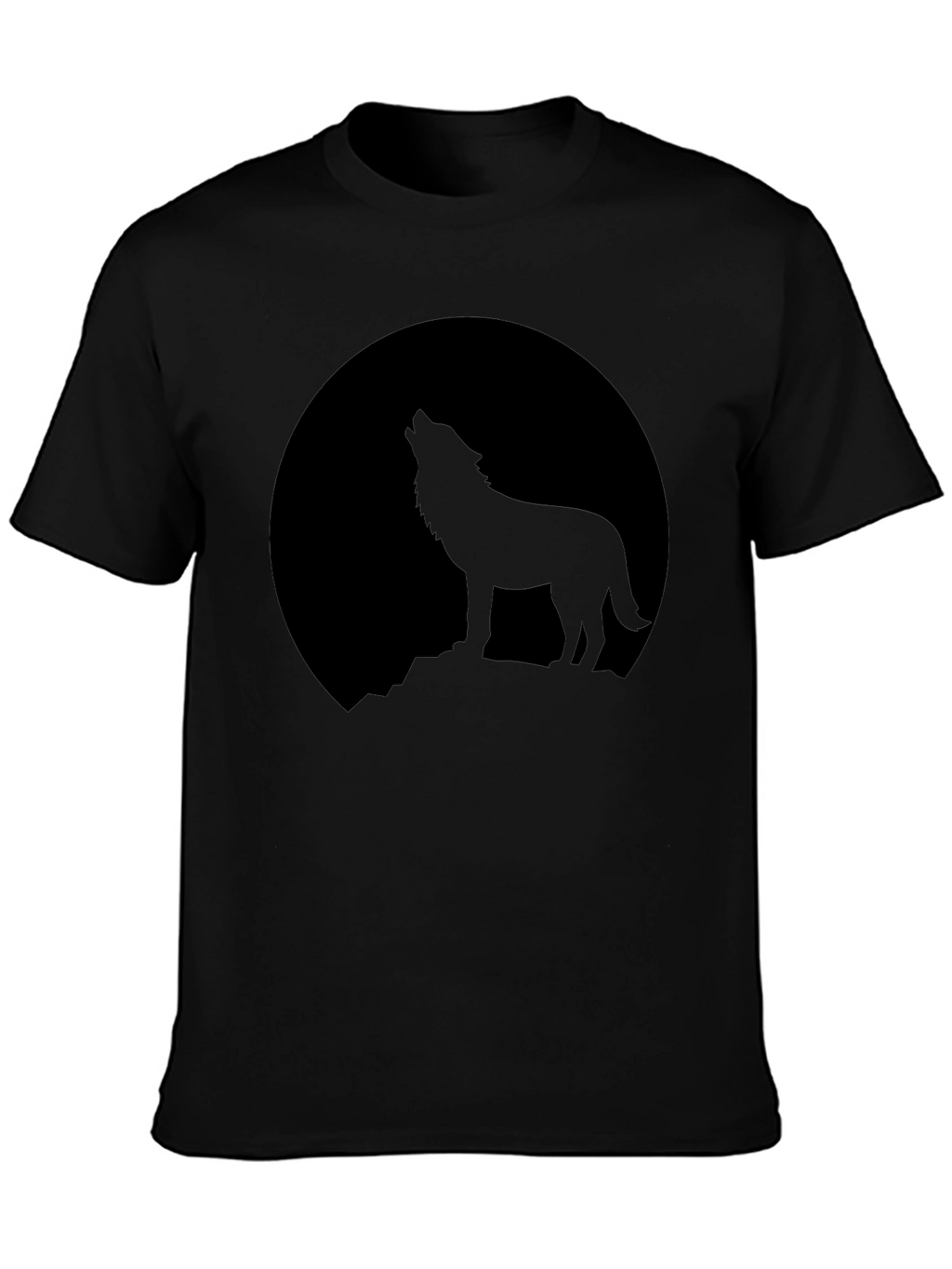 Wolf Howling at Moon Graphic T-Shirt - Black