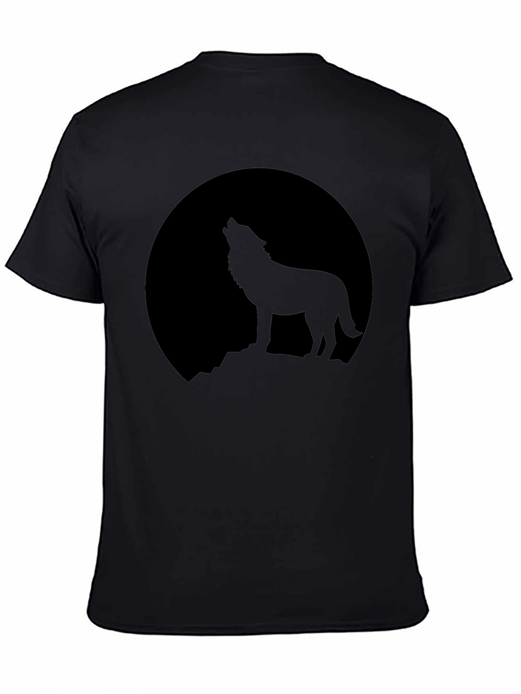 Wolf Howling at Moon Graphic T-Shirt - Black