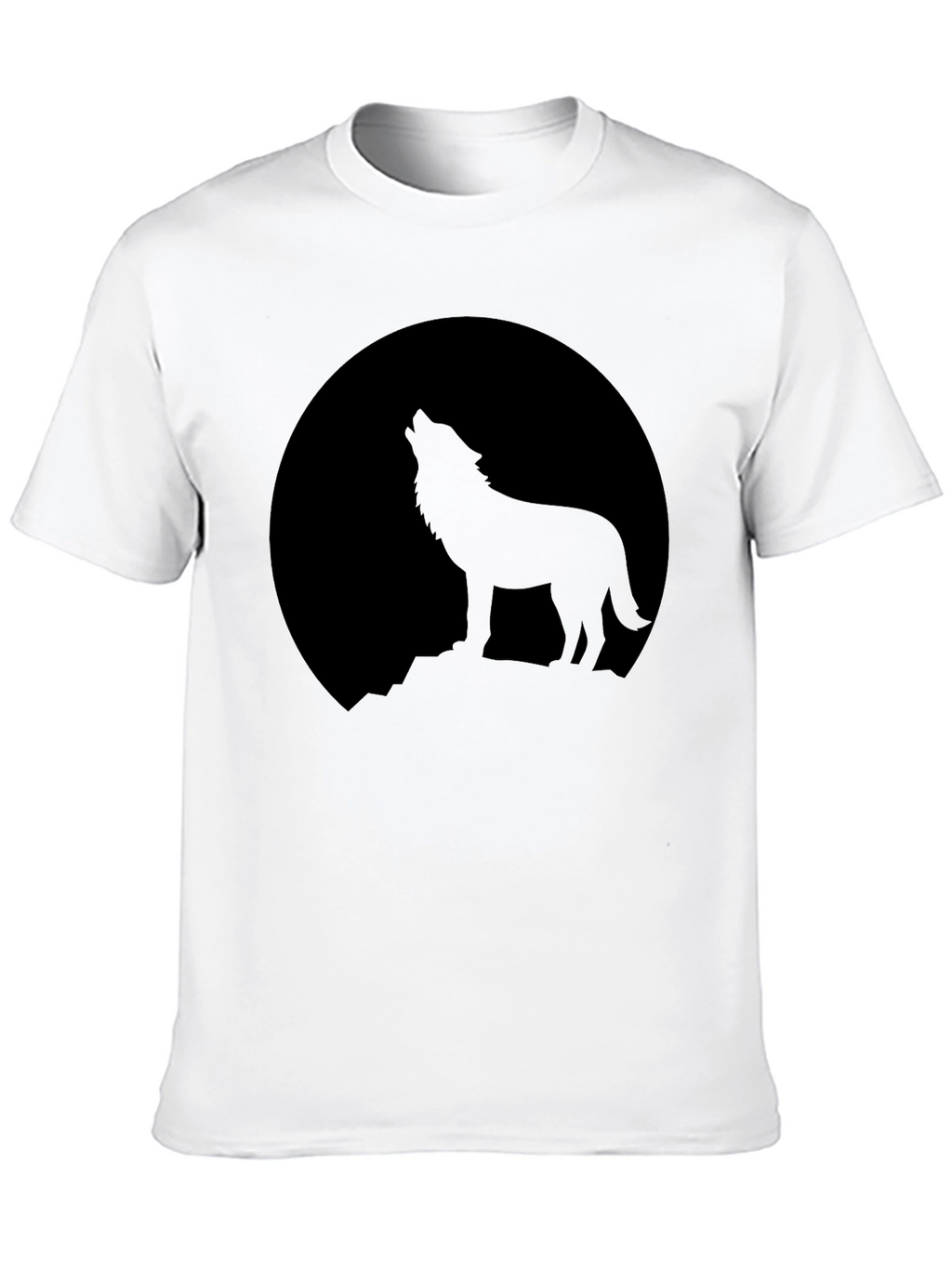 Wolf Howling at Moon Graphic T-Shirt - Black