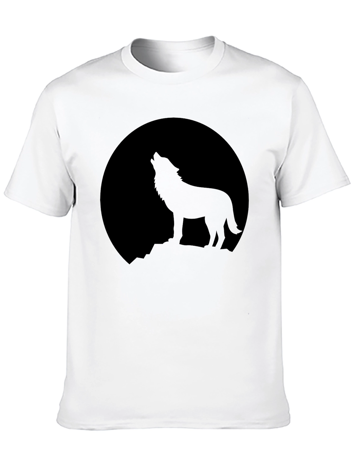 Wolf Howling at Moon Graphic T-Shirt - Black