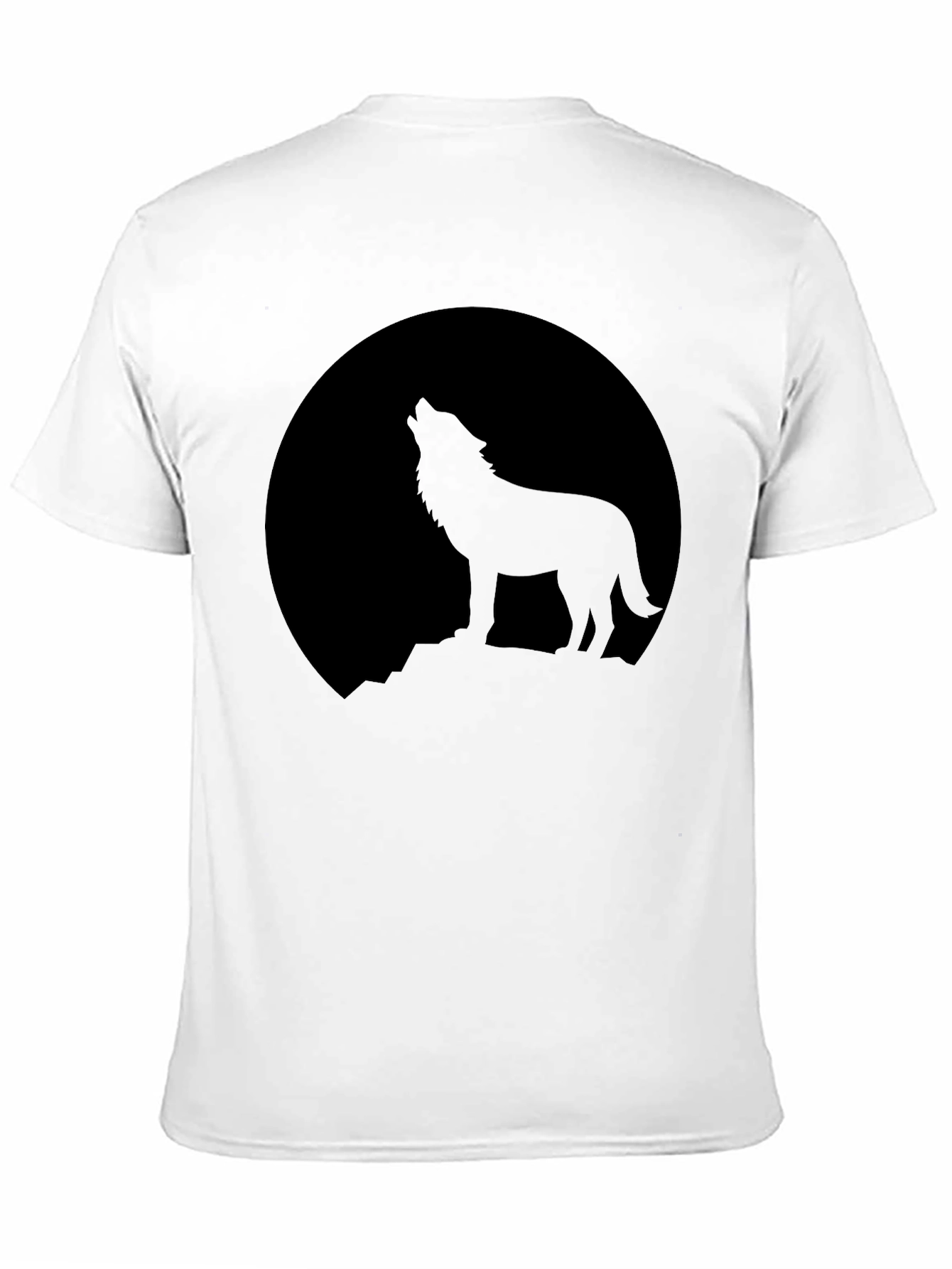 Wolf Howling at Moon Graphic T-Shirt - Black