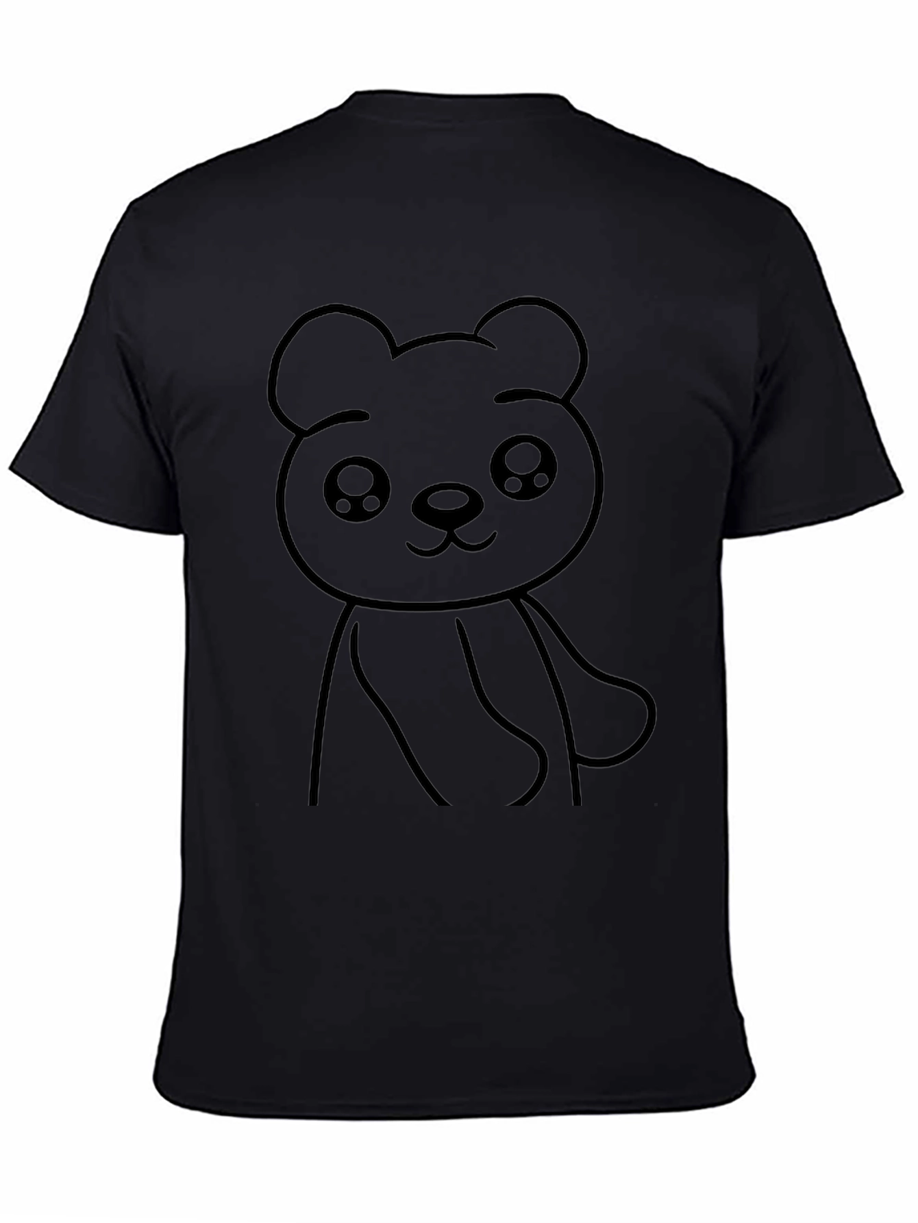 Cute Bear Graphic Tee - Black Cotton Blend T-Shirt