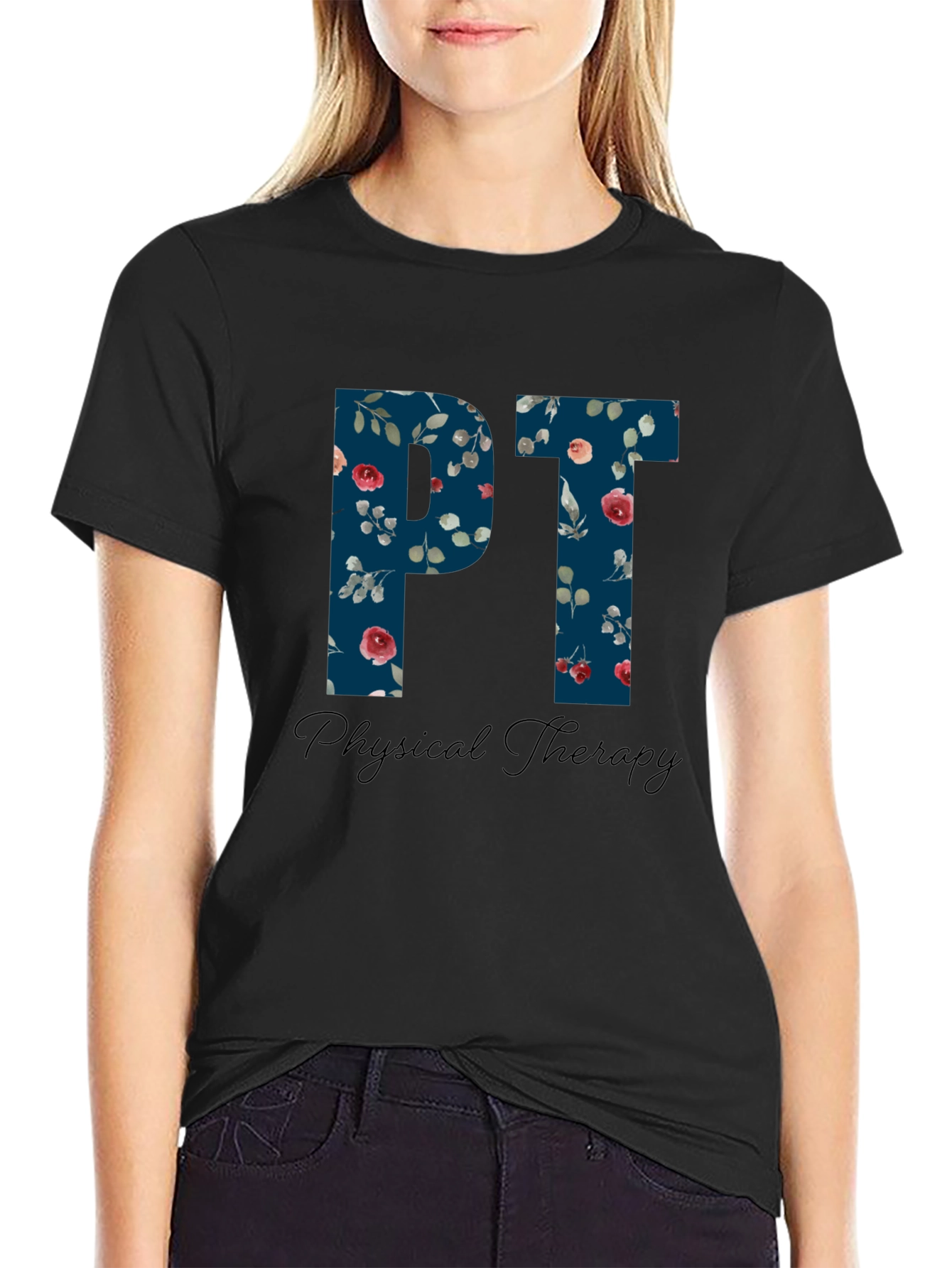 Floral PT Physical Therapy T-Shirt - Therapist Gift