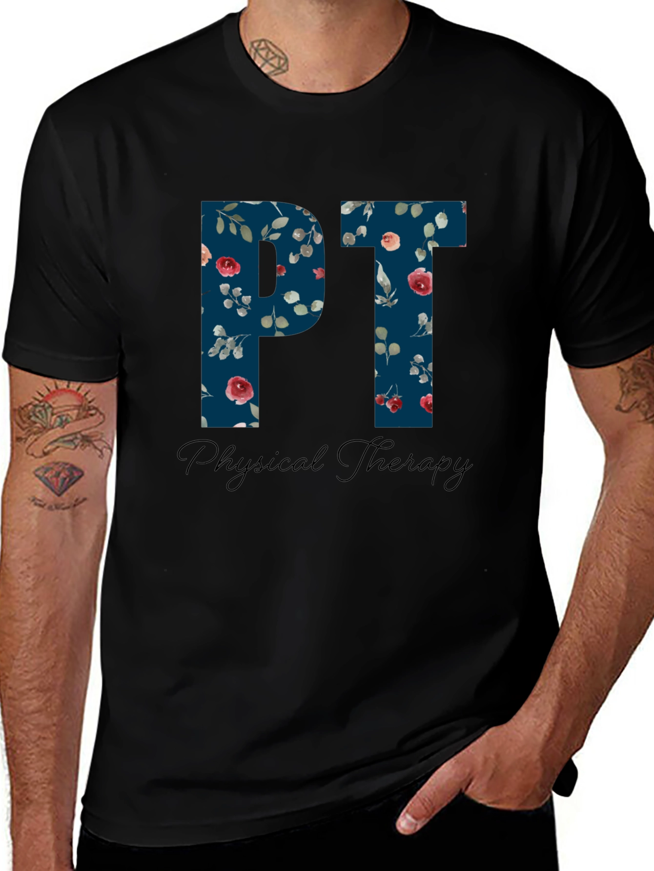 Floral PT Physical Therapy T-Shirt - Therapist Gift