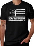 HVAC Technician American Flag Graphic T-Shirt