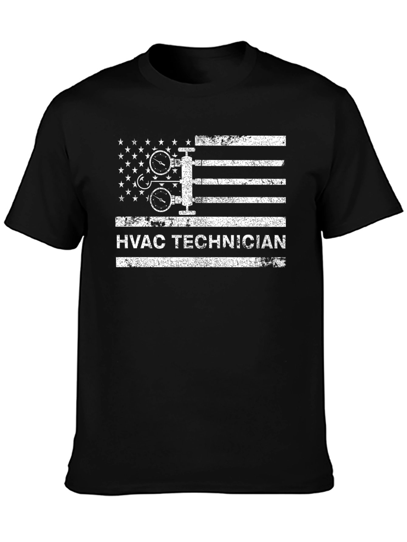 HVAC Technician American Flag Graphic T-Shirt