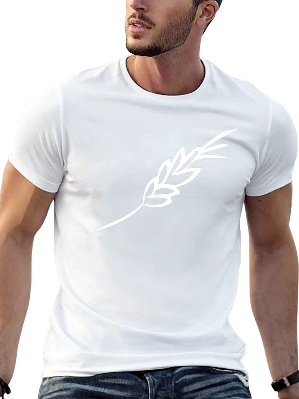 Mens Black T-Shirt with Wheat Design