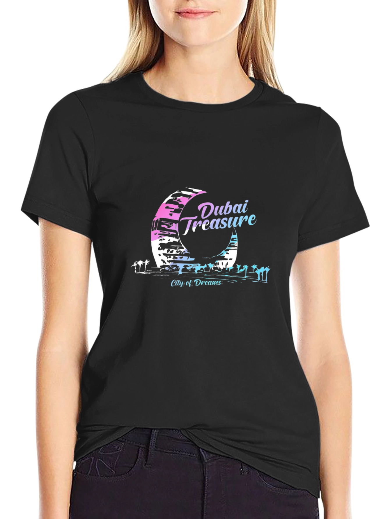 Dubai Treasure Black T-Shirt: City of Dreams Graphic Tee