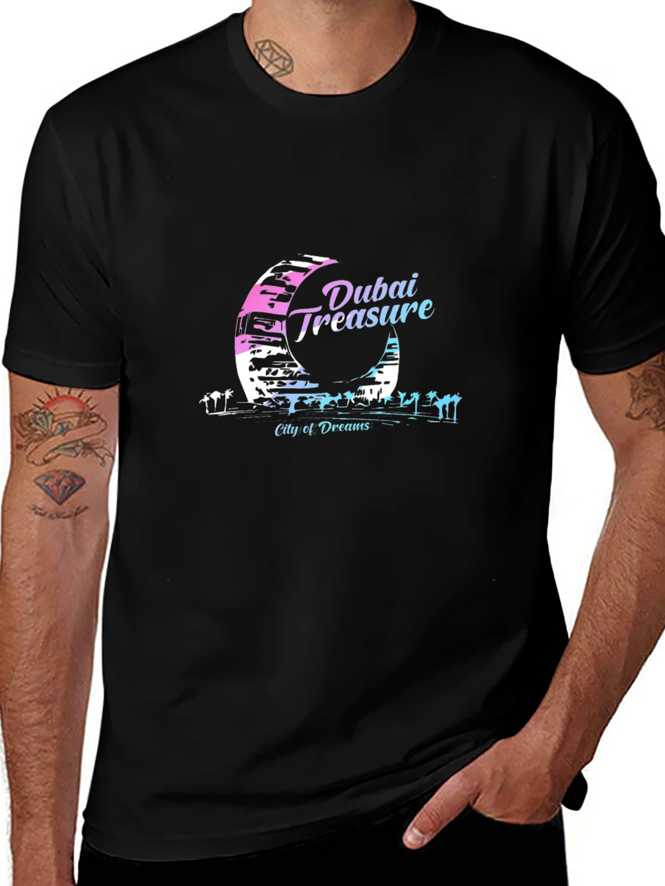 Dubai Treasure Black T-Shirt: City of Dreams Graphic Tee
