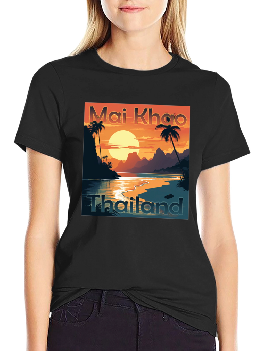 Mai Khao Thailand Black Graphic Tee
