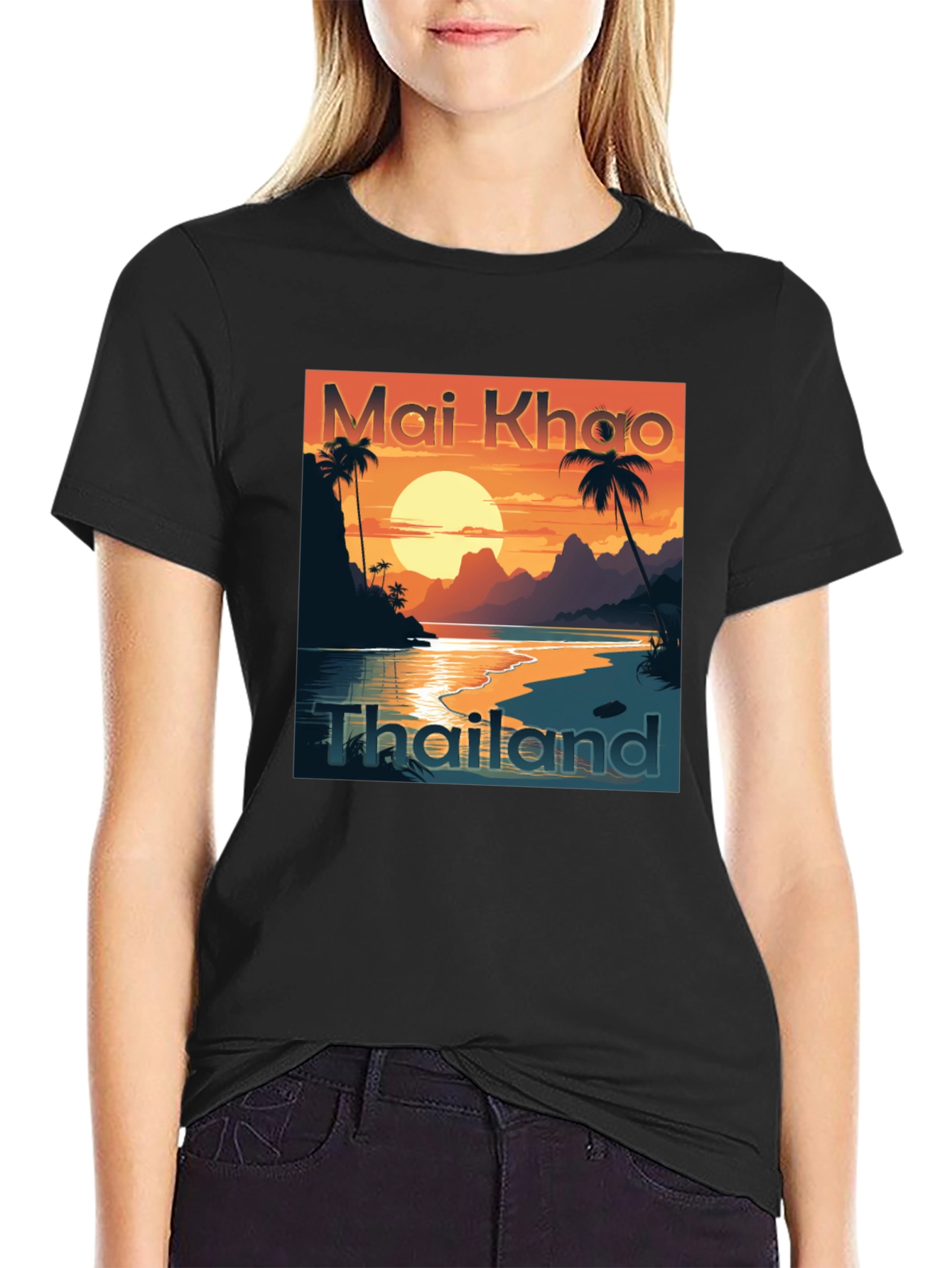 Mai Khao Thailand Black Graphic Tee