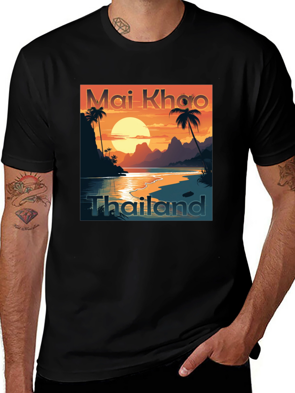 Mai Khao Thailand Black Graphic Tee